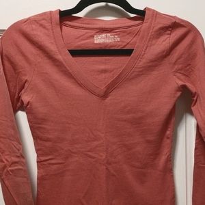 Coral V-neck long sleeve T